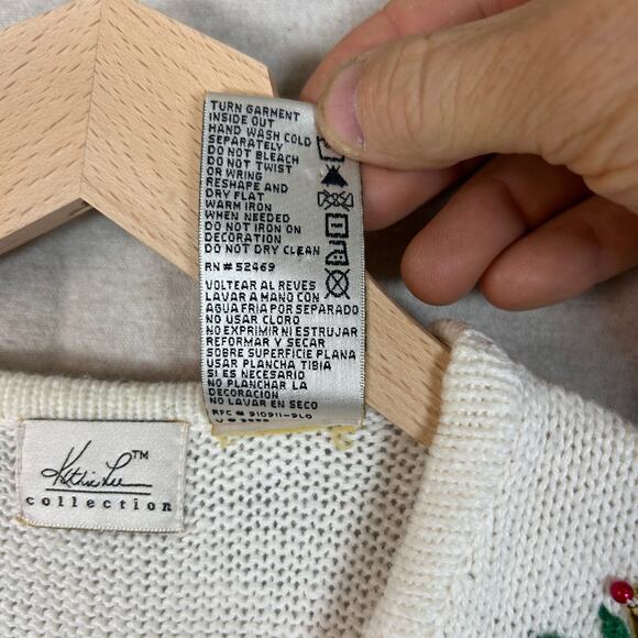 Vintage Kathie Lee Womens Knit Sweater Vest Size M Embroidered Beaded Christmas - Picture 4 of 8